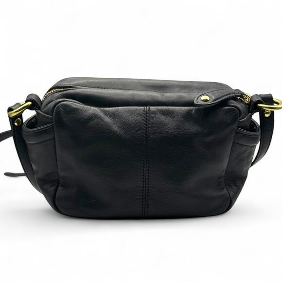 COACH F25150 Campbell Black Leather Crossbody Camera Bag Brass - Picture 10 of 11